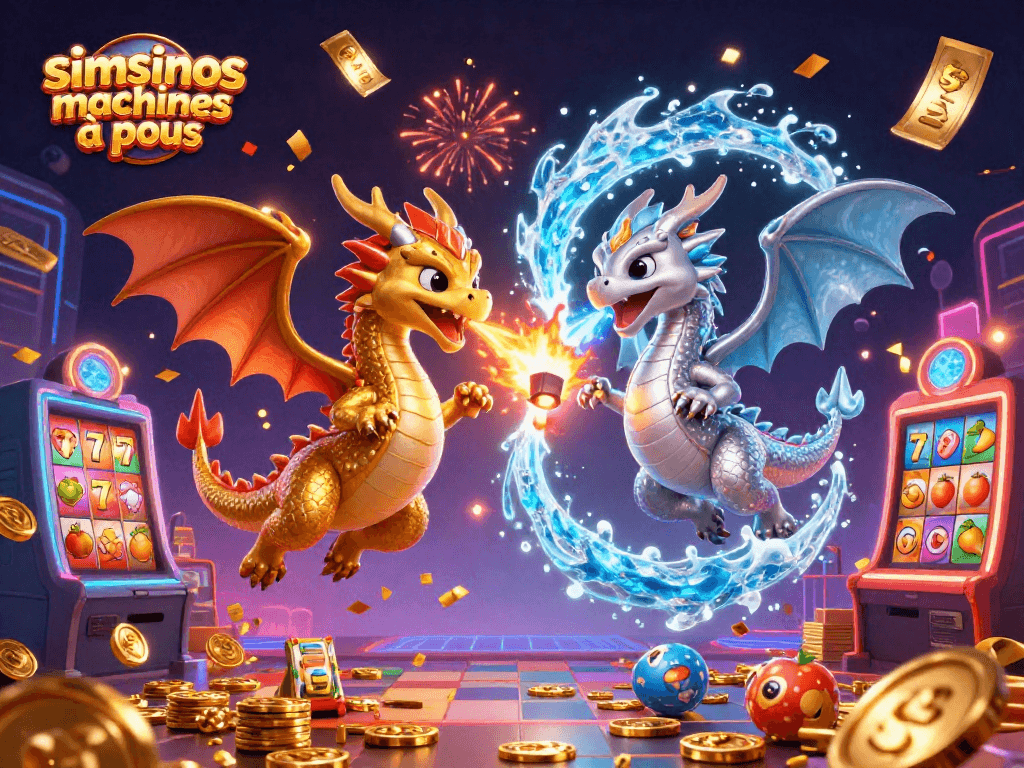 Jouez aux machines à sous Simsinos : dragons 3D et éléments captivants des jeux de casino.